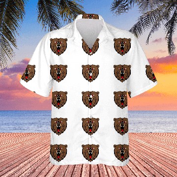 Discover Bear Pet Creative Oversized Bear Head Face Print Bold Grizzly Hawaiian Shirts