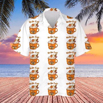Discover Cute Fall Hello Fall Pumpkin Spice Fall Leaves Outdoors Zip Hawaiian Shirts