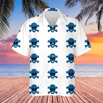 Discover Blue Pirate Skull And Crossbones Hawaiian Shirts