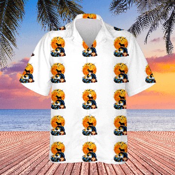 Discover Bull Terrier Dog Moon Cliff Pumpkin Halloween Hawaiian Shirts