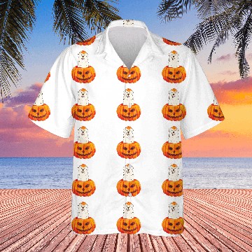Discover Great Pyrenees Pumpkin PYR Dog Halloween Baseball Tees Hawaiian Shirts
