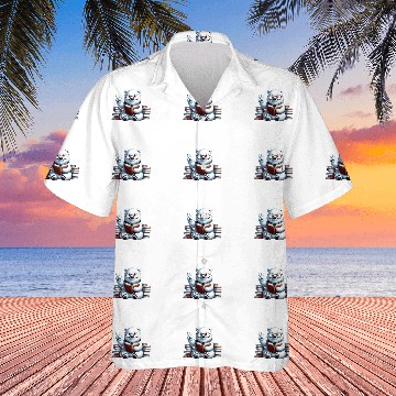 Discover Peace Hand Polar Bear Librarian Book Lover Reader Reading Hawaiian Shirts