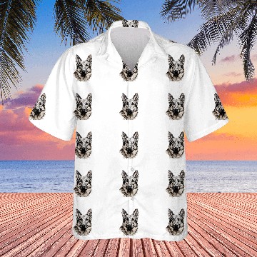 Discover German Shepherd Artistic Geometric Dog Face Hawaiian Shirts