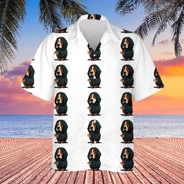 Discover Grumpy Coffee Lover Dog on Coffee Basset Hound Baseball Tees Hawaiian Shirts