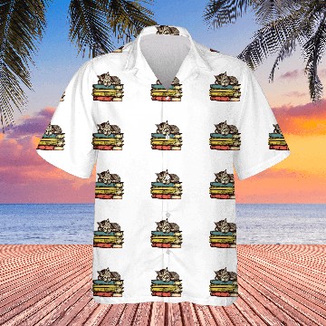 Discover Librarian Cottagecore Aesthetic Cute Cat Book Reading Lover Baseball Tees Hawaiian Shirts