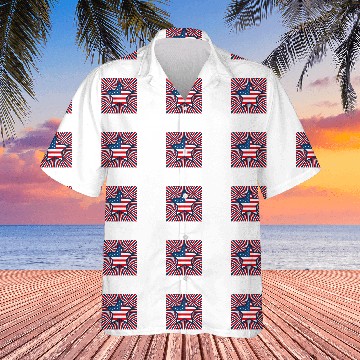 Discover Red White And Blue Decorative Star Zip Hawaiian Shirts