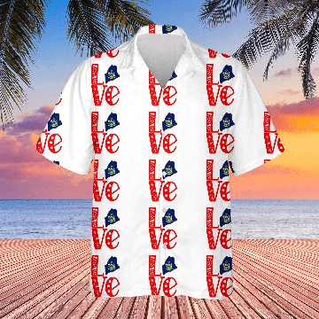 Discover Love Maine in Art Block Letters Hawaiian Shirts