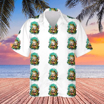 Discover cute cottagecore frog grumpy japanese frog karate sensei Hawaiian Shirts