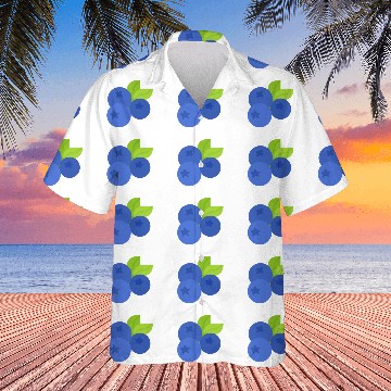 Discover Fresh Blueberry Botanical Illustration Hawaiian Shirts