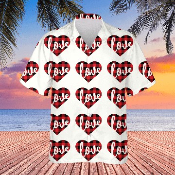 Discover Cute Buffalo Lumberjack Plaid Heart Love Valentine Hawaiians