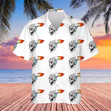 Discover Hell Turbo Power Devil Skull Turbocharger Flames Hawaiian Shirts