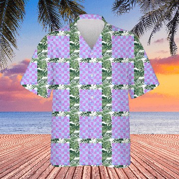 Discover 1980's Music Checkerboard - blue and purple Hawaiians