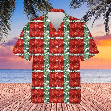 Discover Snowflakes Pattern Red Gold Hawaiians
