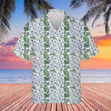 Discover Modern Snowflakes Pattern White Blue Hawaiians