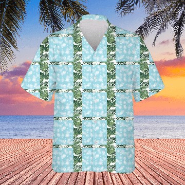 Discover Abstract Blue Snowflakes Pattern Hawaiians
