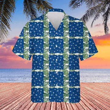 Discover Modern Navy Blue Snowflakes Pattern Hawaiians