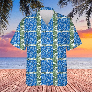 Discover Blue Snowflakes Pattern Hawaiians