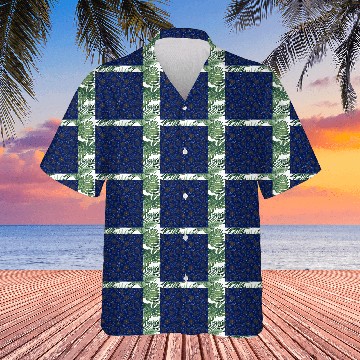 Discover Snowflakes Pattern Blue Gold Hawaiians