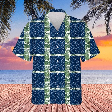 Discover Blue Snowflakes Pattern Hawaiians