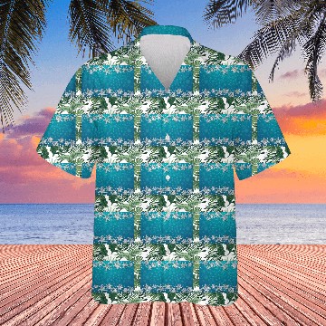 Discover Elegant Teal Winter Snowflakes Pattern Hawaiians