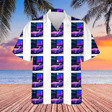 Discover Vaporwave Car Synthwave City Hawaiian Shirts
