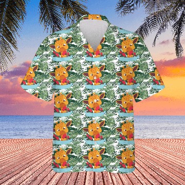 Discover kawaii funny cute baby giraffe smells flowers Hawaiians