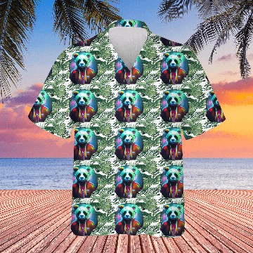 Discover Panda in a neon paradise Hawaiians