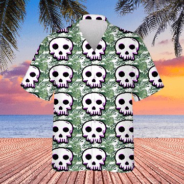 Discover 2D Vector Cartoony Synthwave Skull Hawaiians