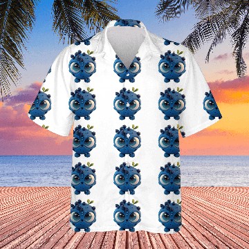Discover Cute blueberry cartoon character Hawaiian Shirts