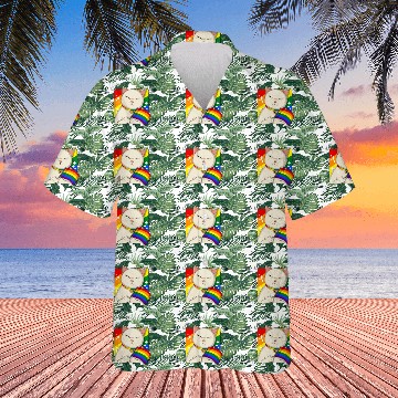 Discover Cute Cat Holding LGBTQ Pride Flag Hawaiians