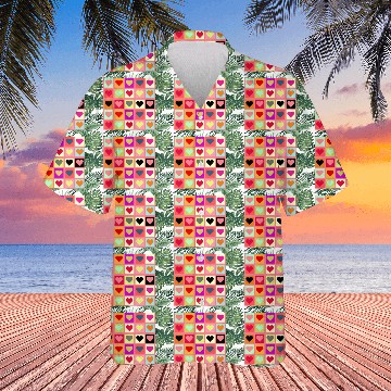 Discover Colorful Retro Vintage Checkered Heart Y2K Pattern Hawaiians