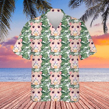 Discover Kawaii hamster with bubble tea Hawaiians