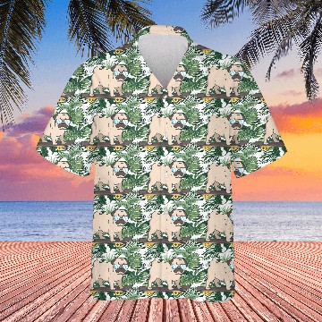 Discover Cartoon Pug With Glasses On A Skateboard Hawaiians