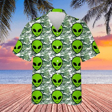 Discover Alien. Green Alien head Hawaiians