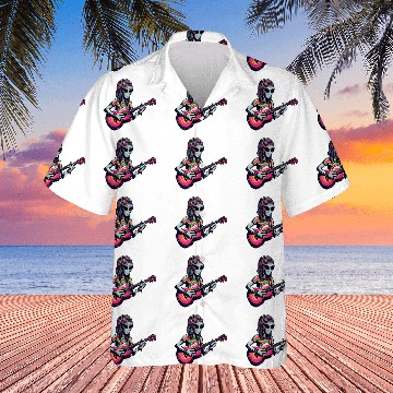 Discover Hippie alien with guitar Hawaiian Shirts