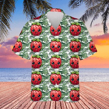 Discover A cute kawaii style strawberry with a smiling face Hawaiians
