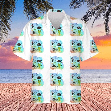 Discover Be Happy Don't Worry Frog Waiting For Rain Raining Hawaiian Shirts