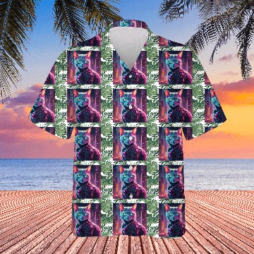 Discover Cyberpunk Neon Cat Hawaiians