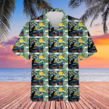 Discover Starry Night Cat Art Premium Hawaiians
