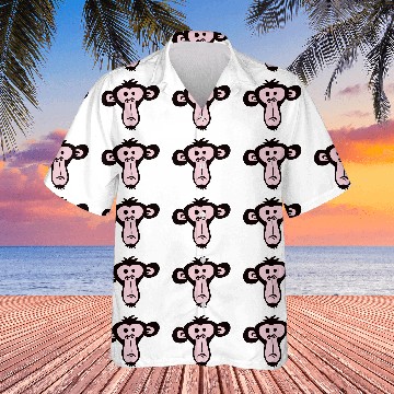 Discover Sad Confused Monkey Head Funny Bored Primate Face Hawaiian Shirts