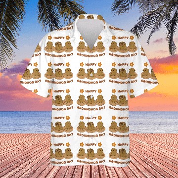Discover Happy Groundhog day. Hawaiian Shirts