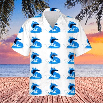 Discover Dynamic Blue Fox Emblem Design Hawaiians