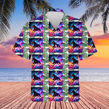 Discover Neon Doberman Illustration Hawaiians