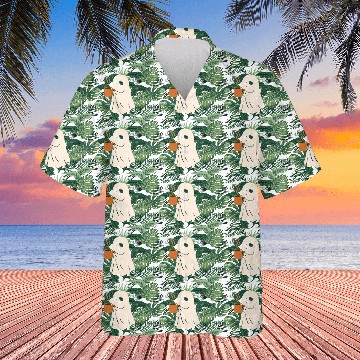 Discover Spooky Ghost with Coffee Mug Design Hawaiians
