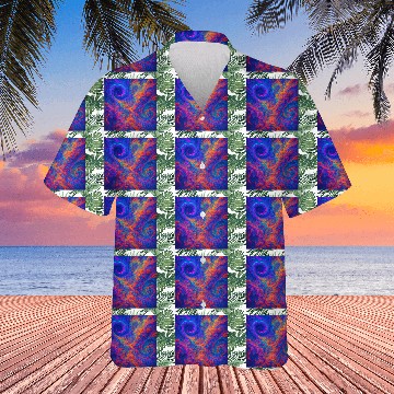 Discover Psychedelic Vortex Swirl in Neon Cosmic Colors Hawaiians