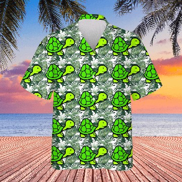 Discover Turtle with long neck smiles happily and cheerful Hawaiians