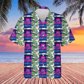 Discover Neon Dolphin Sunset Scene Hawaiians