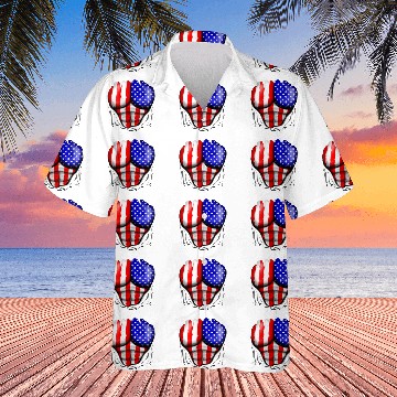 Discover America Flag Ripped Muscles, six pack, chest Hawaiian Shirts