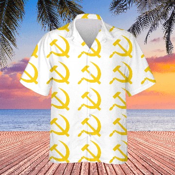 Discover Hammer and sickle (yellow) Hawaiian Shirts