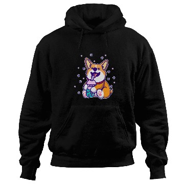 Discover Cute Kawaii Corgi Dog Drinking Bubble Tea Boba Milk Tea Hoodies